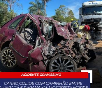 Carro colide com caminhão entre Guairaçá e Paranavaí; motorista morre na hora